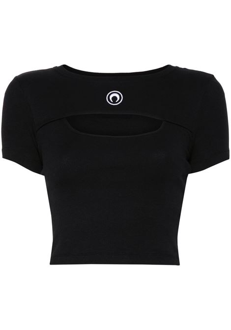 moon logo cut-out t-shirt woman black MARINE SERRE | WTT023A CJER0011BK99